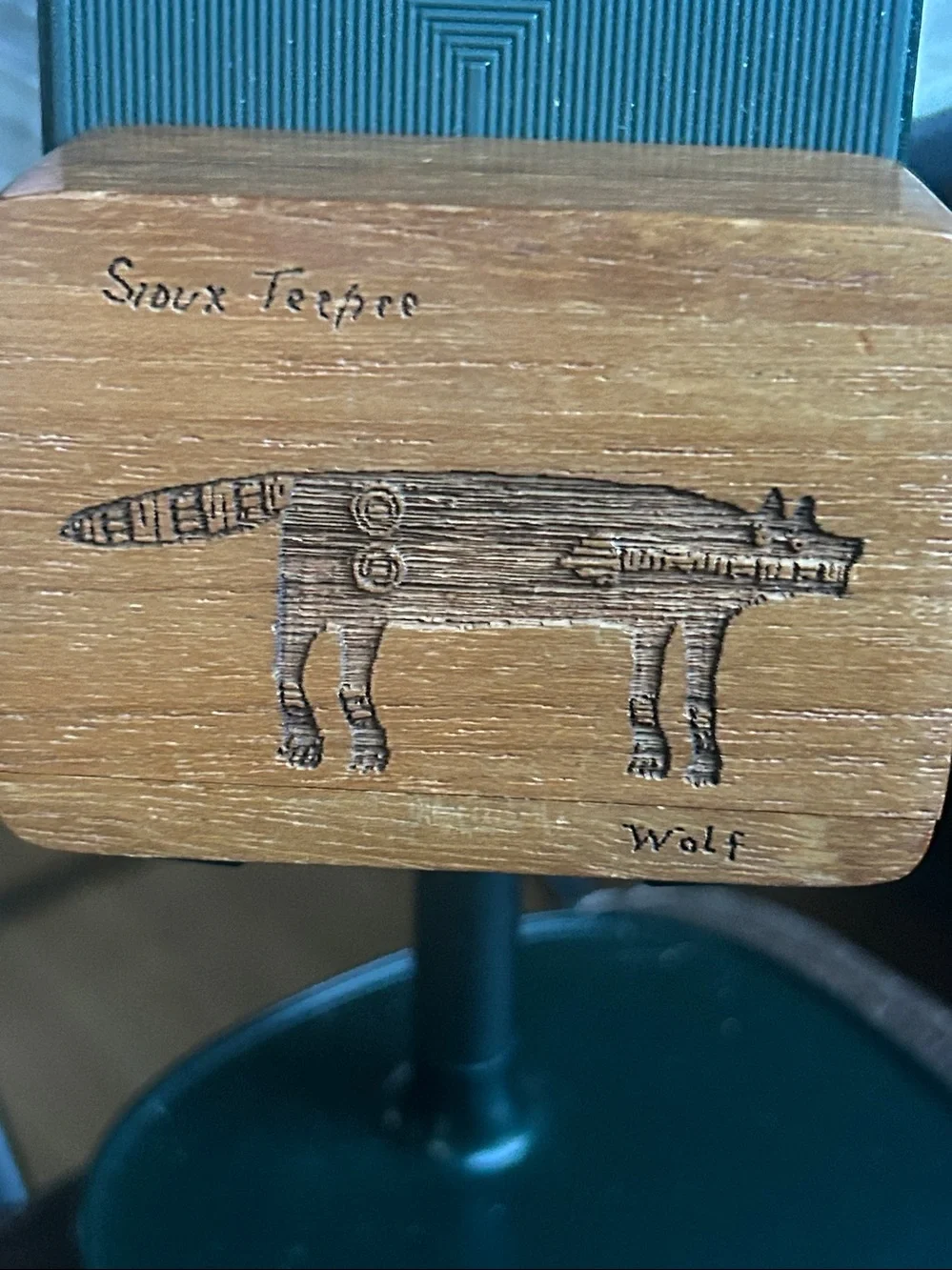 Sioux Tepee Wood Block Art - Brown Wolf Plaque